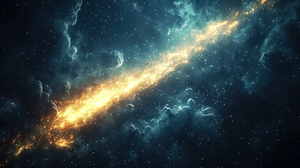 Fototapeta premium A stunning view of a bright galaxy illuminated by stars in deep space, showcasing cosmic clouds and glowing regions of light. Generative AI