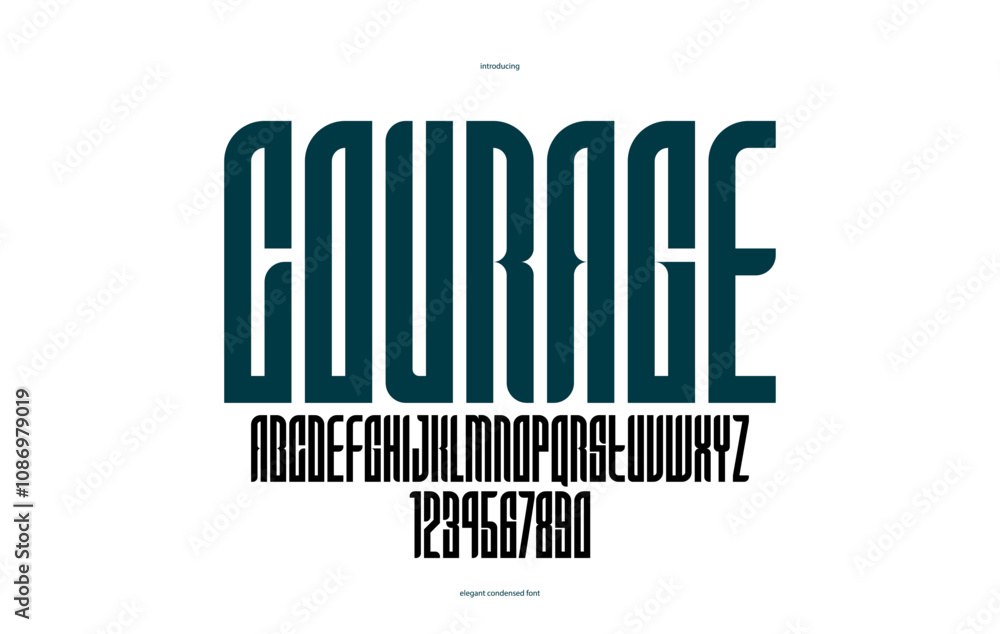 Poster condensed simple sans serif elegant display font for logos headers or slogans, vector tall and beaut