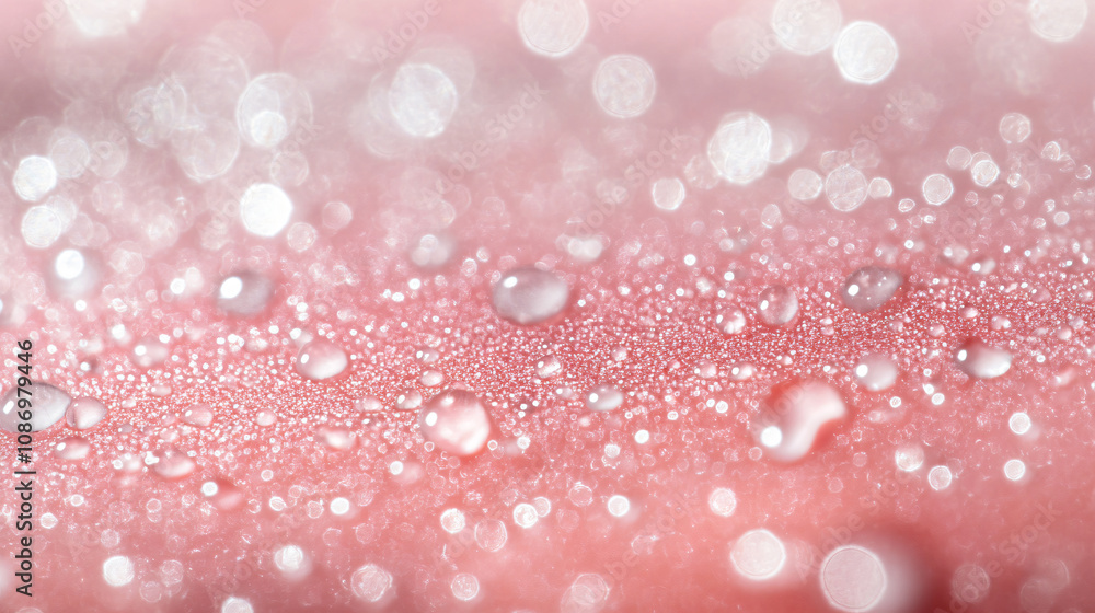 Aufkleber a close-up of droplets on a pink surface, showcasing a soft and textured aesthetic with bokeh effect
