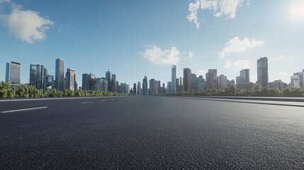 Obraz premium Panoramic skyline and modern commercial buildings with empty asphalt road.