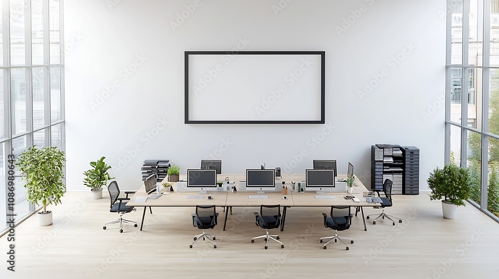 Fototapete minimalist frame mockup showcased on a stylish wall in an elegant room aerial perspective of a well 
