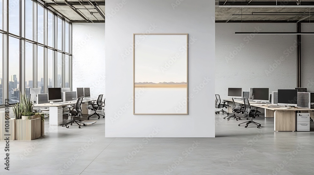 Poster wall poster mockup displayed in a modern interior with a house decor background and an organized wor