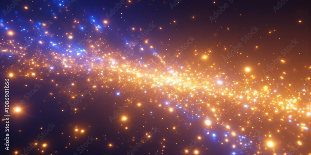 Poster an abstract representation of a galaxy featuring swirling patterns of stars and light, emphasizing t
