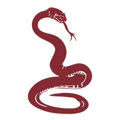 A red snake on a white background, for the 2025 holiday