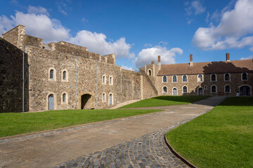 Dover castle - historical fortress - above the English channel in Great Britain