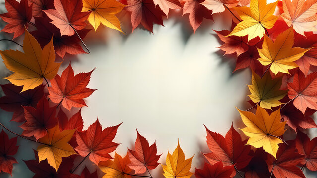 Charming Cozy Autumn Circle Frame with Rich Colors and Space for Personalized Text