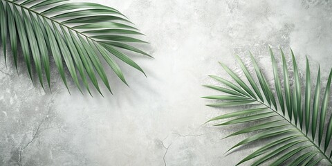 Obraz premium Serene Tropical Palm Fronds on a Textured Gray Surface