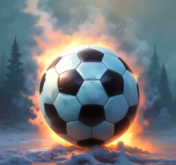 Fototapeta premium Illustration of glowing football ball.