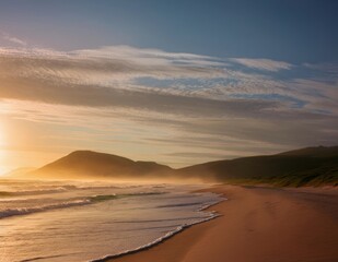 Fototapeta premium Sunsets of Serene beach sun tropical ocean