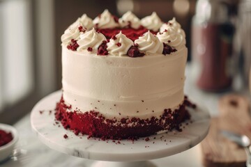 A whole red velvet cake