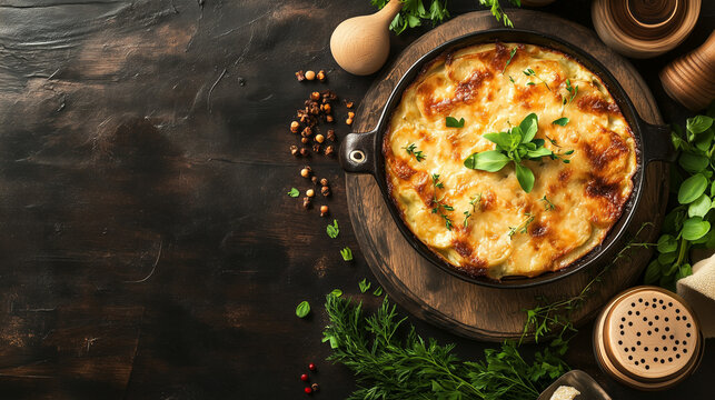 Belgian chicon au gratin (endives wrapped in ham and baked in cheese sauce) with a golden crust