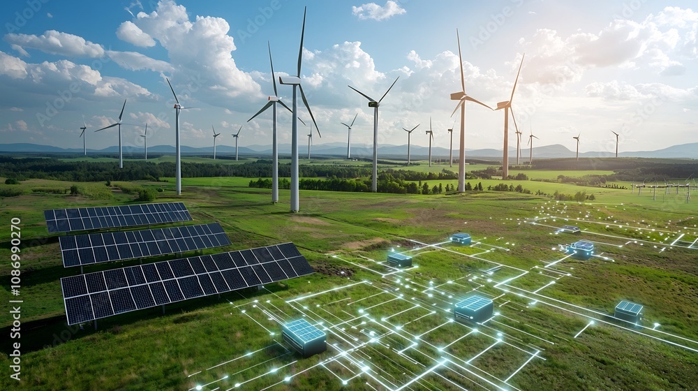 Leinwandbilder innovative battery technology supporting a smart and sustainable energy grid harnessing renewable po