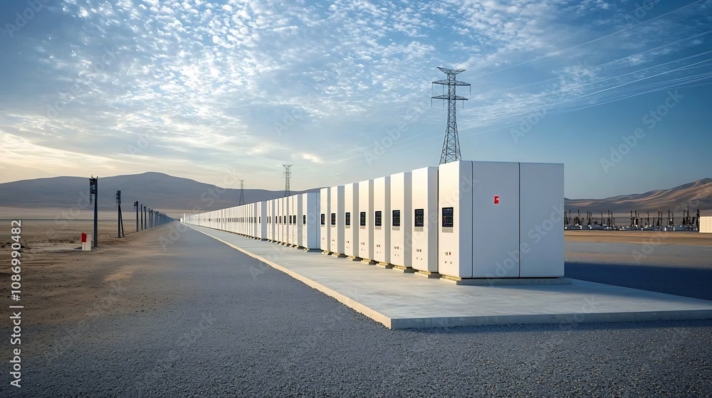 Aufkleber Advanced Future Energy Grid Infrastructure with Integrated Battery Energy Storage Systems to Ensure Smooth Reliable and Sustainable Power Distribution for the Next