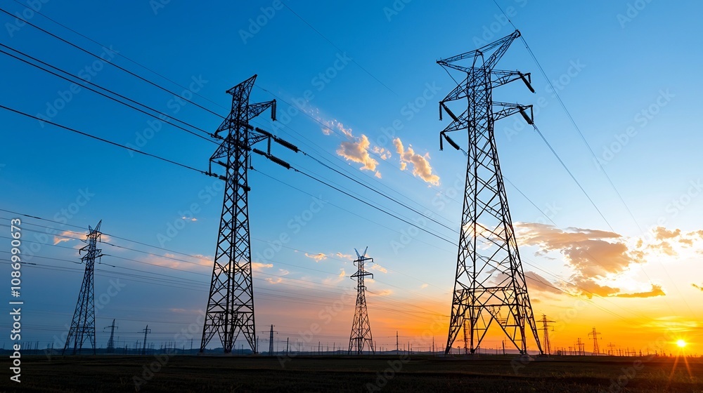 Poster Conceptual visualization showcasing the of advanced energy storage technology solutions within a smart grid infrastructure to balance peak load demands optimize energy efficiency