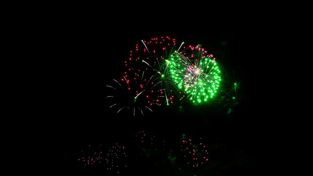 Spectacular realtime abstract fireworks display during the New Year 2025 celebrations and Independence Day festivities