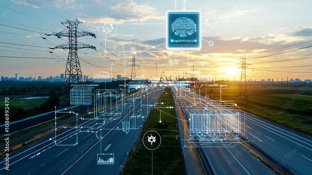Poster conceptual of an ai driven energy management system that intelligently balances and optimizes the di
