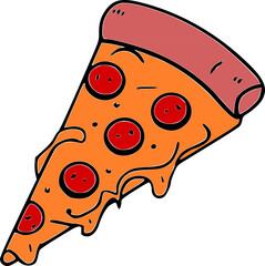 Pizza Slice Vector Isolated On White Background. Vector illustration of a slice of pizza with cheese.
