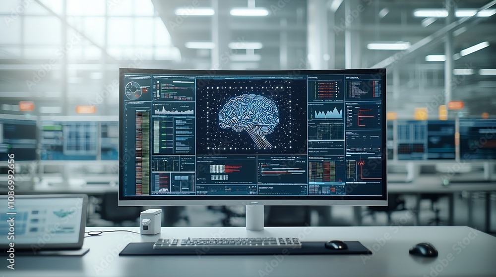 Leinwandbilder Cutting edge AI driven system for real time monitoring analysis and optimization of renewable and traditional energy flows within a smart grid infrastructure enabling enhanced stability efficiency
