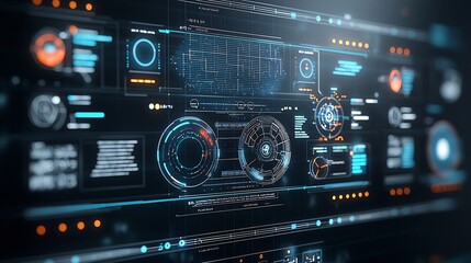 Futuristic AI powered smart grid interface dashboard displaying real time data and analytics for optimized of renewable solar wind