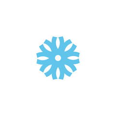 A circular logo with a stylized flower or snowflake design.