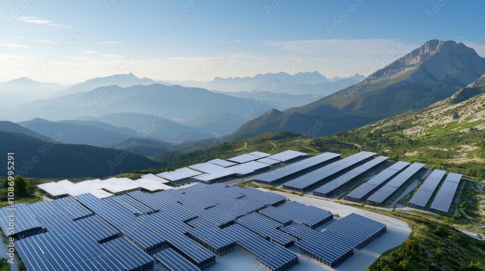 Aufkleber innovative high tech energy grid integrating renewable energy sources like solar and wind power with