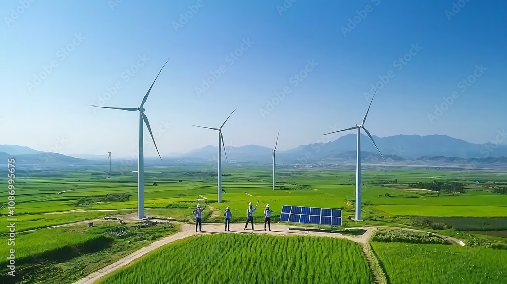 Poster ai enhanced smart grid harnessing solar and wind energy with intelligent storage for effective power