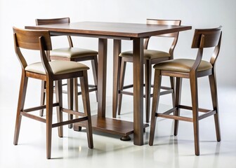 Elegant Isolated Pub Table Set on a Clean White Background, Showcasing Long Exposure Effects for a Stylish Presentation of Modern Furniture Design and Aesthetics