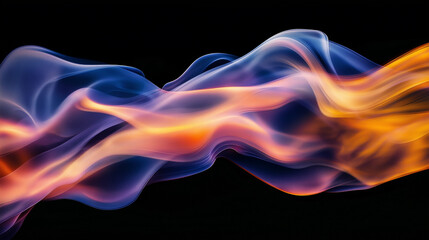 Obraz premium Abstract waves of orange and blue light intertwining, representing energy, duality, and motion. Perfect for technology or futuristic themes.