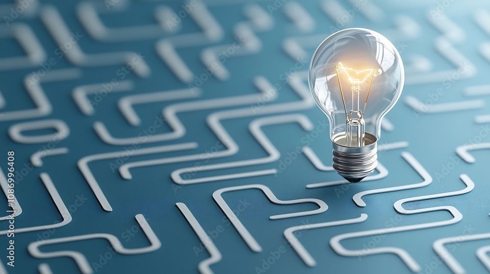 Leinwandbilder illuminated labyrinth a path to innovative solutions depicting a maze like design with a glowing lig