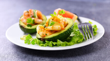 avocado with shrimp salad