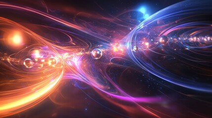 Obraz premium Abstract energy flow, vibrant colors, cosmic swirls