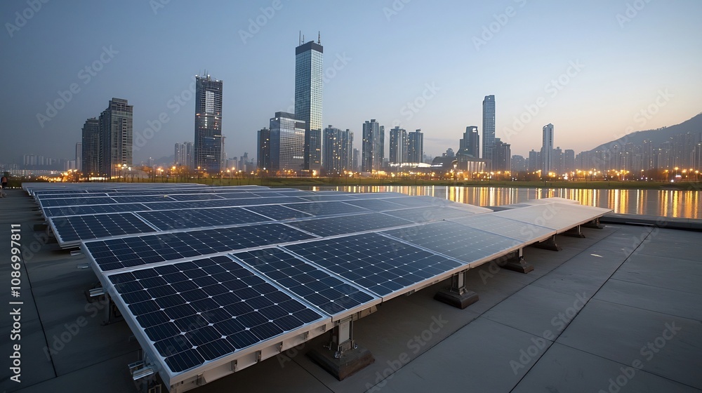 Aufkleber glowing metropolis renewable energy hubs power a sustainable resilient future with state of the art 