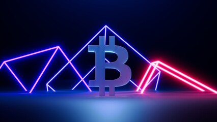 Bitcoin glass green symbol (BTC) concept.