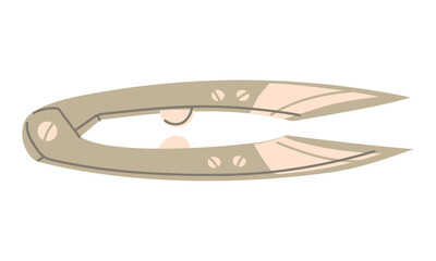 Scissors for cutting threads. Hand-drawn flat embroidery patterns with short blades allow you to carefully cut the threads with a sharp cutter. Illustration for herbarium, scrapbooking, insulated iron
