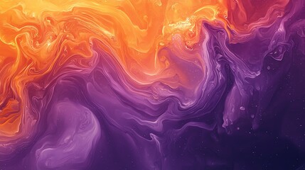 Obraz premium Abstract swirling orange and purple paint