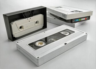 White Video Cassette Tape Box Mockup - Isolated 3D Rendering with Clipping Path for Clear VHS Cassette Case Design Showcase