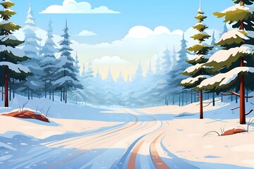 A Fantasy landscape a glacier island, snow, fairy  illustration, nature, vector, background, hill, sky, mountain, tree, environment, horizon, summer, blue, forest, landscape - scenery, horizontal,