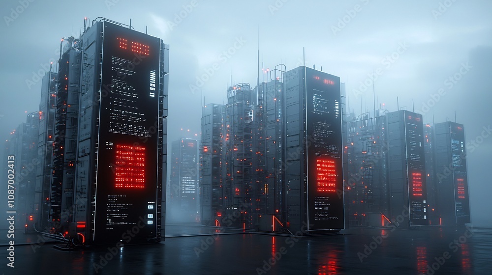Leinwandbilder futuristic digital skyline of a smart city powered by an advanced green energy grid seamlessly integ