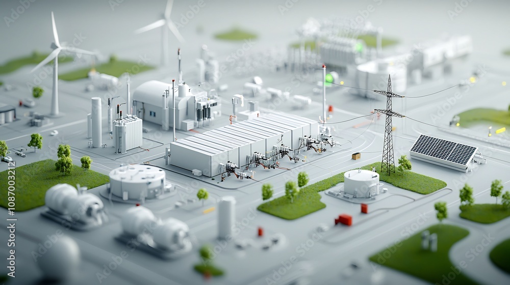 Aufkleber centralized modern power grid system linking renewable energy sources like solar wind and hydro for 