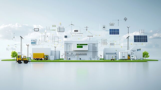 Centralized Power Grid Network Efficiently Linking Renewable Energy Sources Such as Solar and Wind to Residential and Industrial Buildings for Sustainable Energy Management and Distribution
