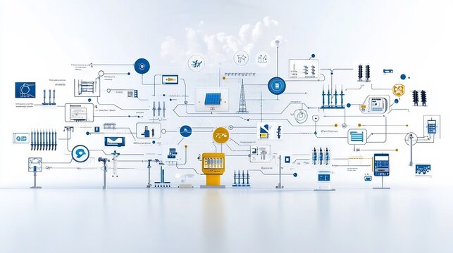 Centralized smart energy grid network with intelligent management system that integrates renewable power sources and efficiently supplies energy to various industrial commercial