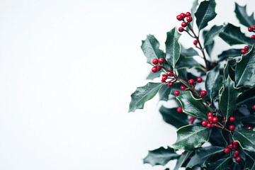 christmas decoration with holly berries	