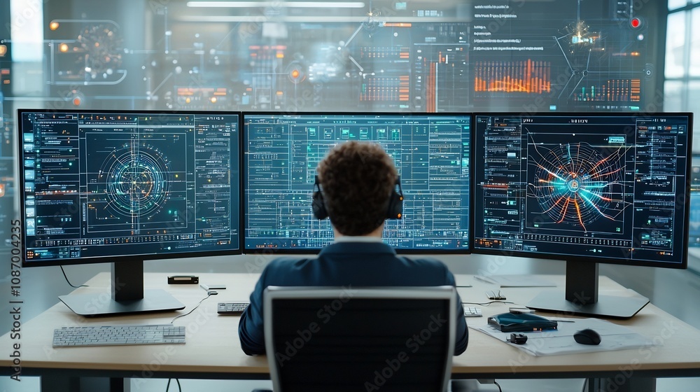 Aufkleber Centralized control hub in modern power grid integrating renewable energy sources for efficient power distribution to urban and industrial consumers