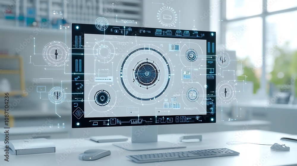 Aufkleber Centralized smart grid control hub efficiently managing the of renewable energy sources for optimized power distribution to urban and industrial consumers  Depicting the future of modern