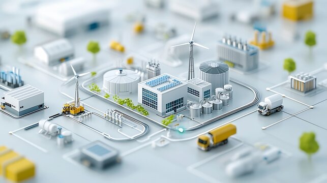 Centralized energy grid system that efficiently links renewable power sources like solar wind and hydroelectric to homes and factories for clean reliable - Powered by Adobe