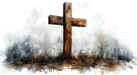 A simple cross drawn in pencil on white paper, the background is plain and neutral
