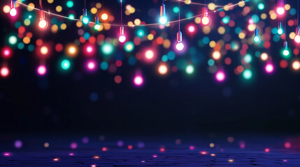 christmas lights  background with copy space 