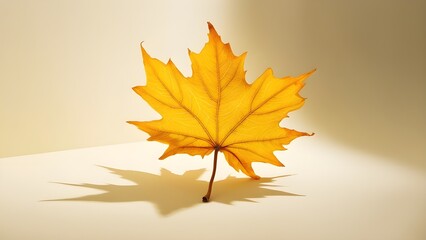 A vivid isolated yellow maple leaf