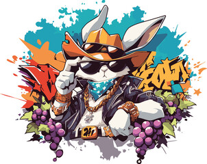 Printart, cartoon, illustration, drawing, vector, halloween, fun, graffiti, funny, people, woman, christmas, design, painting，rabbit