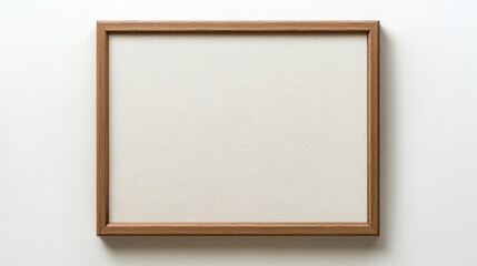 Fototapeta premium Minimalist Blank Canvas in Wooden Frame with Neutral Tones and Subtle Textures on White Background
